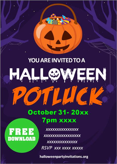 Free Printable Halloween Potluck Invitations Templates 😋 | Halloween ...