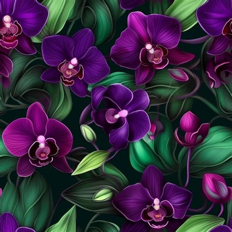 Premium AI Image | Purple orchids on a dark background