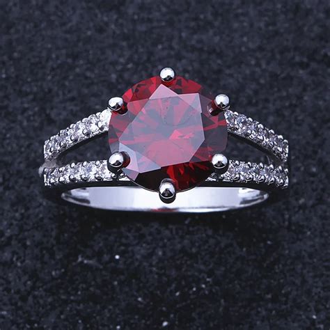 Hot Sale Silver Colour Red CZ Ring For Women Luxury Fashion Jewelry J017-in Wedding Bands from ...