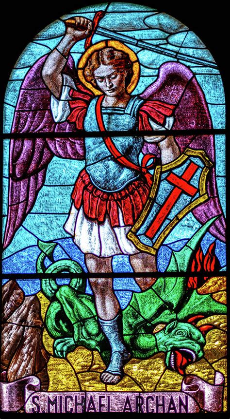 coloured stained glass of Saint Michael Archangel Photograph by Luca ...