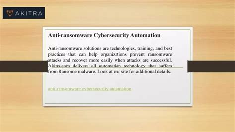 PPT - Anti-ransomware Cybersecurity Automation Akitra.com PowerPoint ...