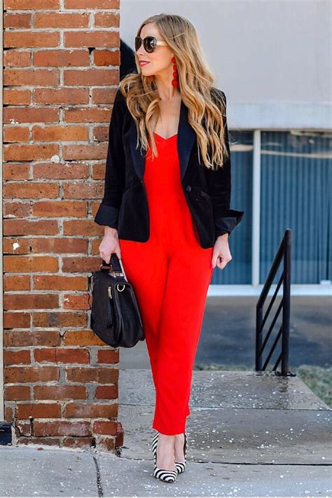 Work outfit inspo | Stylish work outfits, Red rompers outfit, Red jumpsuits outfit