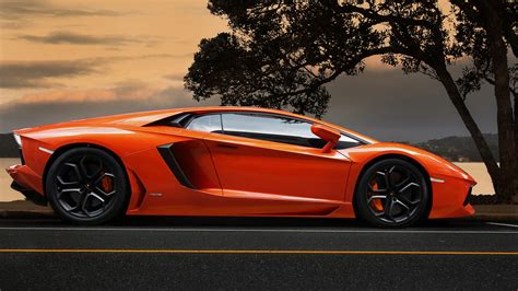 Lamborghini Aventador LP700-4 orange supercar at sunset - High ...