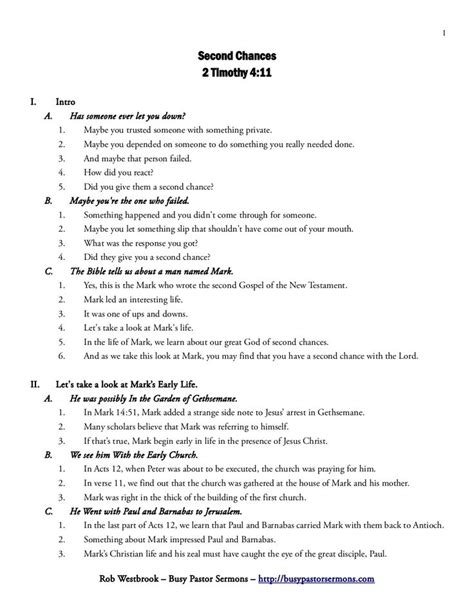 Free Sermon Outline: 2 Timothy 4:11 | Free sermons, Sermon notes, Sermon