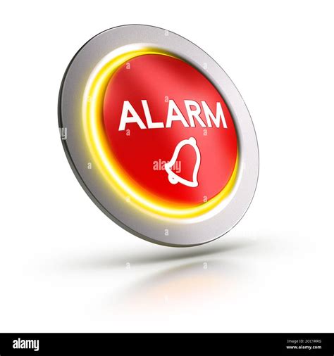 3D illustration of a red alarm button over white background Stock Photo ...