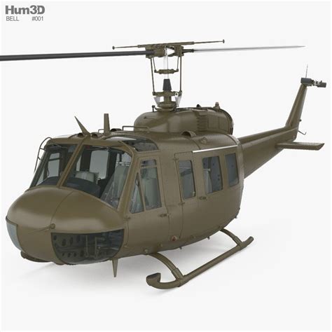 3D model of Bell UH-1 Iroquois with HQ interior