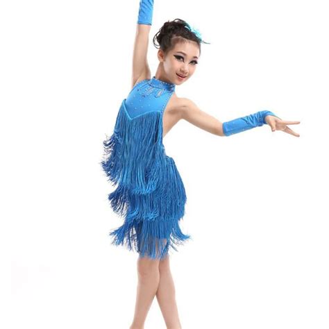 2018 Kids Tasseled Ballroom Latin Salsa Dancewear Girls Party Dance ...