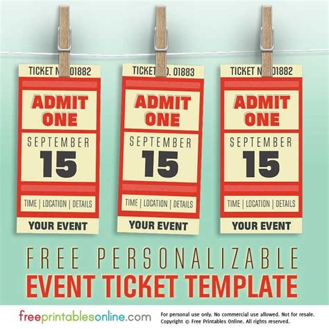 Free Personalized Event Ticket Template - Free Printables Online | Ticket template free ...