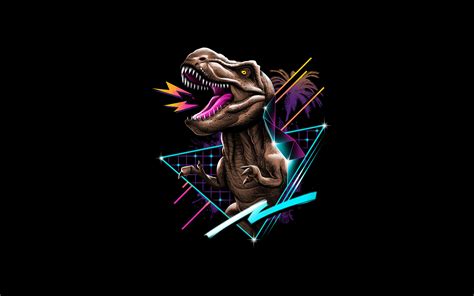 3840x2400 Resolution Tyrannosaurus Rex Dinosaur Retrowave UHD 4K ...