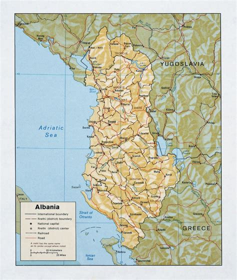 Large detailed political and administrative map of Albania with relief, roads and major cities ...