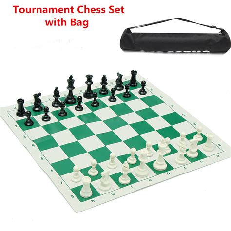 Plastic Gambit Tournament Chess Set Roll-up Mat And Bag Camping Travel Gifts Portable Travelling ...