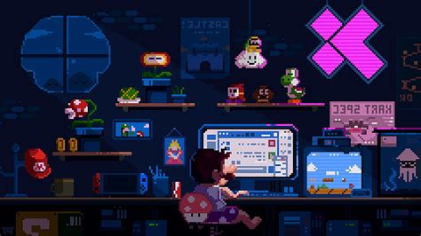 Mario, Pixel, Nintendo, Room, Night, Computer, Video Game, pixel bedroom HD wallpaper | Pxfuel