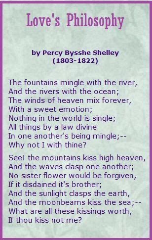 Love's Philosophy...Percy Bysshe Shelley | Inspirational poems, Love poems classic, Poetry ...