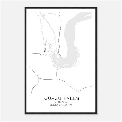 Iguazu Falls Argentina Map Poster, Iguazu Falls City Road Wall Art Print - Custom Maps & Posters