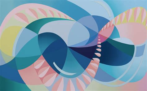 Michelle Weddle - SURF - Contemporary Abstract Painting w/ Curvilinear Lines and Smooth ...