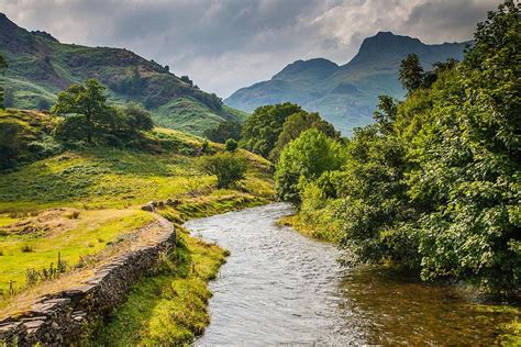 A river runs through it, Great Langdale Valley, Lake District, Cumbria ...