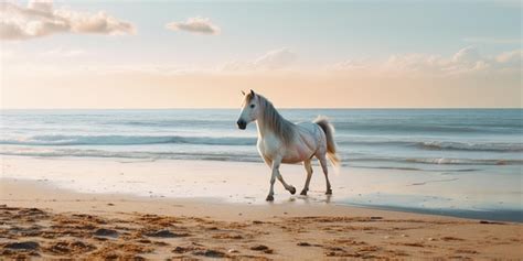 White horse on beach | Premium AI-generated image