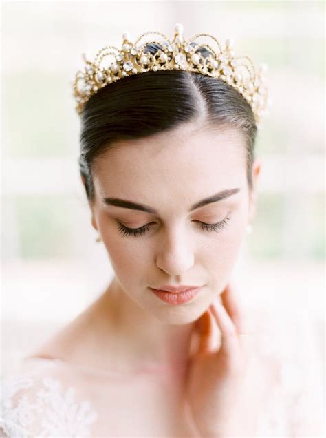 Modern Bridal Tiara Gold Wedding Crowns, Crystal Crown Wedding, Wedding Tiara, Bridal Tiara ...