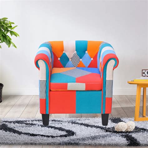 Cloud Mountain Multi-Color Patchwork Tufted Arm Chair - Walmart.com - Walmart.com