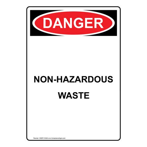 Portrait OSHA Non-Hazardous Waste Sign ODEP-31658