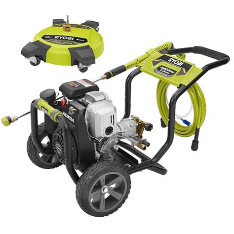 RYOBI 3,400 PSI 2.3 GPM Cold Water Gas Pressure Washer with 16 in. Surface Cleaner-RY803423H ...