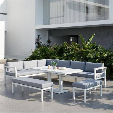 New Bondi White Outdoor Aluminium Lounge & Dining Combo | Lavita Outdoor