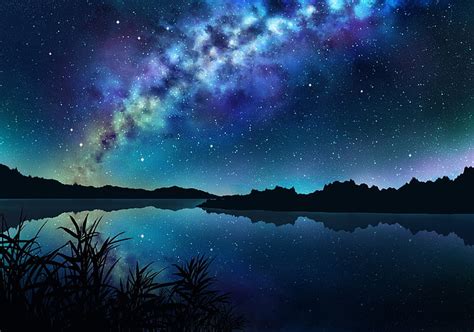 HD wallpaper: anime landscape, river, night, stars, reflection, scenics - nature | Wallpaper Flare