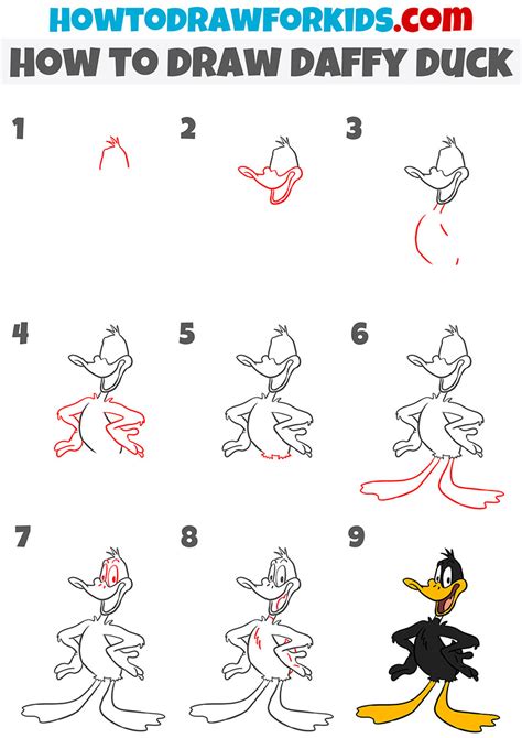 How to Draw Daffy Duck - Easy Drawing Tutorial For Kids