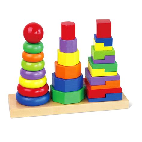 Geometric Stacker Childrens Wooden Educational Stacking Blocks Puzzle Toy | eBay