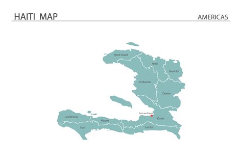 Haiti map vector illustration on white background. Map have all province and mark the capital ...