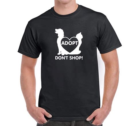 Cool Shirt Designs Men'S Short Funny Crew Neck Adopt Don'T Shop Animal ...