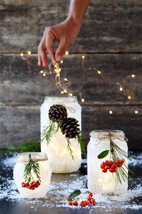 5 Minute DIY Snow Frosted Mason Jar Decorations {Magical!} - A Piece Of Rainbow