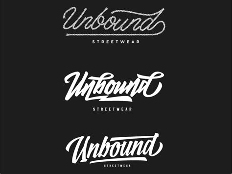 three different types of lettering on black background