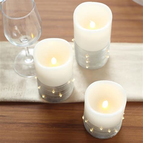 4" 6" 8" LED Pillar Candles String Lights Remote Control Wedding ...