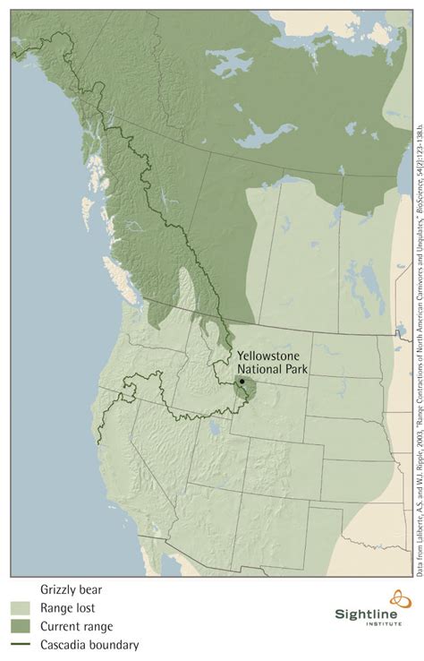 Grizzly Bear: Current and Historic Range Map - Sightline Institute