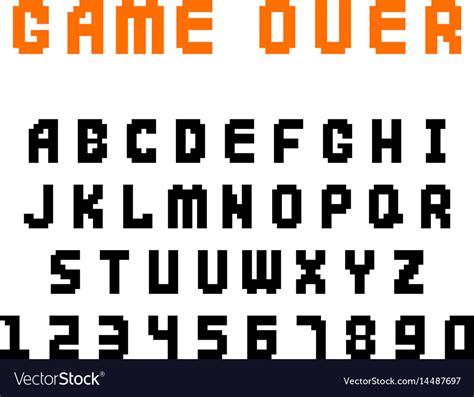 Pixel retro font video computer game design 8 bit Vector Image