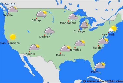 the weather map for the united states with different clouds and sun in ...