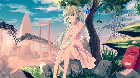 wallpaper for desktop, laptop | au48-cute-anime-girl-sunset-illustration-art