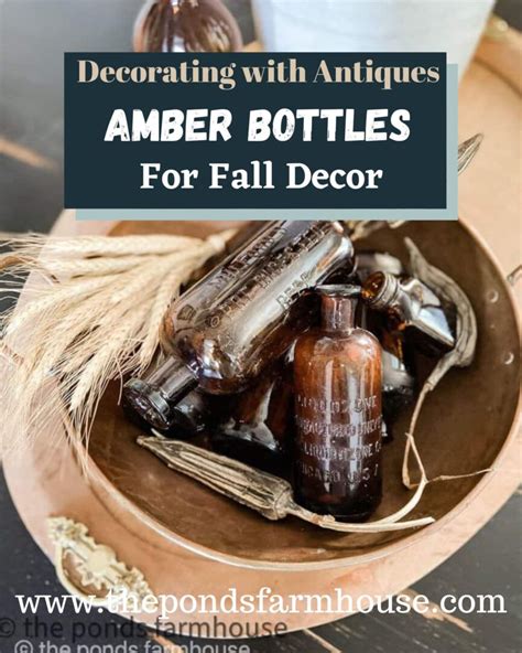 15 Antique Rustic Fall Decor Ideas with Amber Glass Bottles