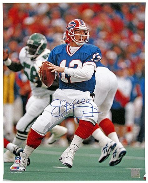 Jim Kelly Autographed Buffalo Bills Blue Jersey 16x20 Football Photo | DA Card World