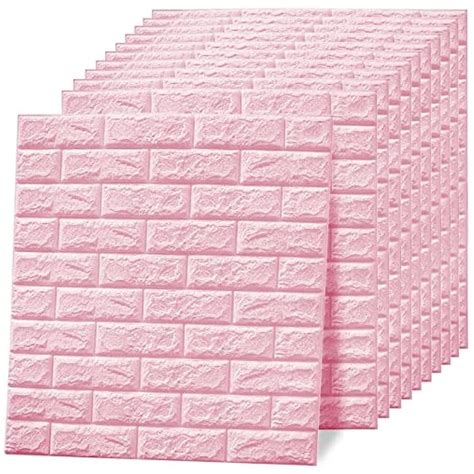 3D Wall Panels Peel And Pink Stick Large Faux Brick Wallpaper Self Adhesive 5/10 PCS Wall Panel ...