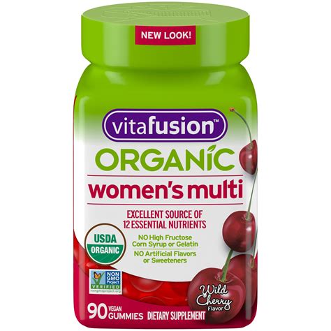 Vitafusion Organic Women’s Gummy Multivitamin, 90 Count - Non-GMO, Gluten-Free, No Gelatin, No ...