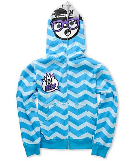 Neff Boys Yo Zig Blue Full Zip Face Mask Hoodie | Zumiez