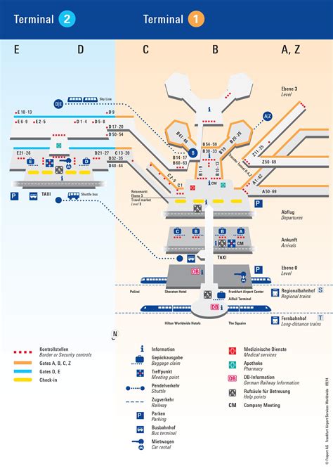 Map of Frankfurt airport: airport terminals and airport gates of Frankfurt