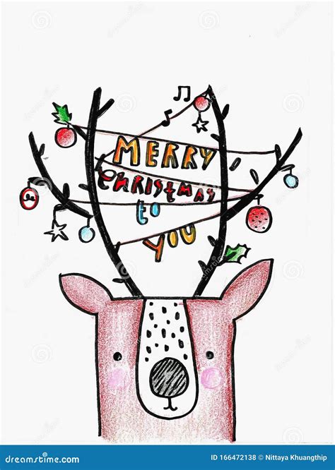 Drawing of a Christmas Greeting Card. Stock Illustration - Illustration ...