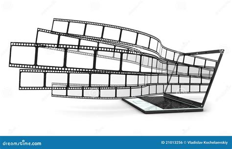 Laptop and films stock illustration. Illustration of moving - 21013256