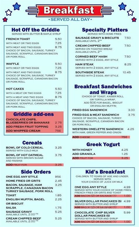 Menu of Southside Diner in Baltimore, MD 21230