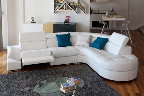 Curved Leather Sofa Couch | Baci Living Room