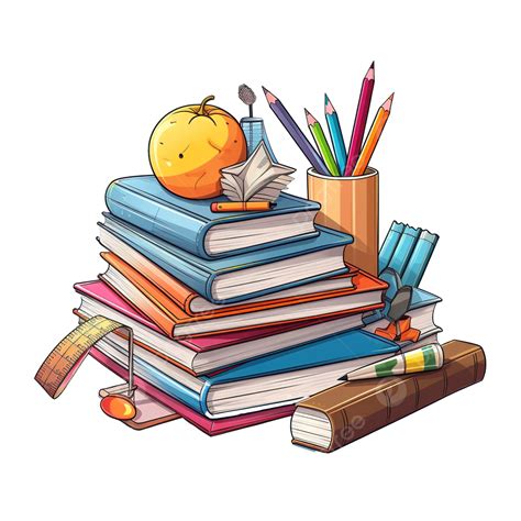 School Materials Cartoon Book, School, Material, School Supplies PNG Transparent Image and ...