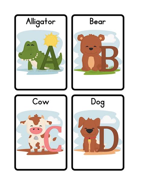 Animal Alphabet Printable Flashcards - Etsy